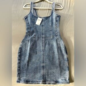 Good American Rhinestone Denim Shift Dress | Small | NWT